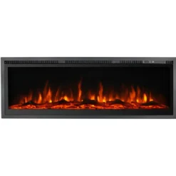 Camino Elettrico a Incasso Frontale 1500 W Effetto Fiamma Colorata 3D