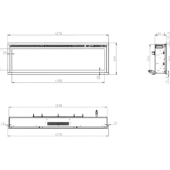 Camino Elettrico a Incasso Frontale 1500 W Effetto Fiamma Colorata 3D