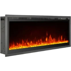 Camino Elettrico a Incasso Frontale 1500 W Effetto Fiamma Colorata 3D