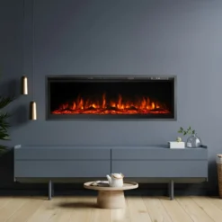 Camino Elettrico a Incasso Frontale 1500 W Effetto Fiamma Colorata 3D
