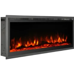 Camino Elettrico a Incasso Frontale 1500 W Effetto Fiamma Colorata 3D