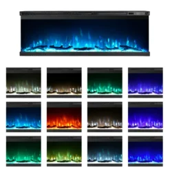 Camino Elettrico a Incasso 3 Lati 1500 W Effetto Fiamma Colorata 3D