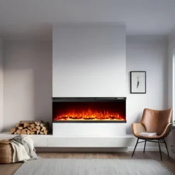 Camino Elettrico a Incasso 3 Lati 1500 W Effetto Fiamma Colorata 3D