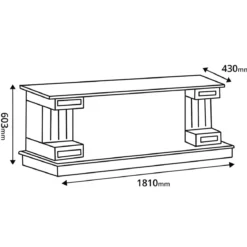 Camino Elettrico Bianco 1500W 181x43x60 con Fiamma 3D e Termostato