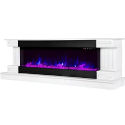 Camino Elettrico Bianco 1500W 181x43x60 con Fiamma 3D e Termostato