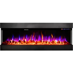 Camino Elettrico Bianco 1500W 181x43x60 con Fiamma 3D e Termostato