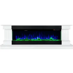 Camino Elettrico Bianco 1500W 181x43x60 con Fiamma 3D e Termostato