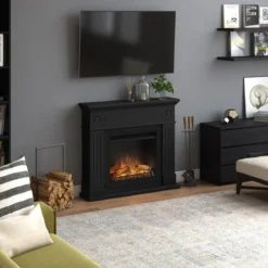 Camino Elettrico con Cornice in Legno Nero Tagu Larsen 1500w e Telecomando