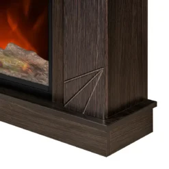 Camino Elettrico con Mantello Legno Scuro 1500W Fiamma LED 3 Colori