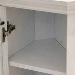 Camino Elettrico con Mobile Angolare 1800W da Appoggio in Legno Bianco