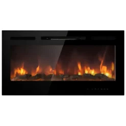 Camino Elettrico da Parete 1500 W Vetro Temperato LED Multicolore