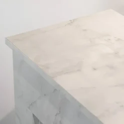 Camino Elettrico da Pavimento 1800W in Legno Effetto Marmo Bianco