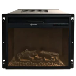 Camino Elettrico da Pavimento 1800W Legno MDF Nero per Soggiorno