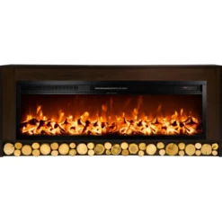 Camino Elettrico da Terra 1500W con Fiamma Regolabile Classico Scuro