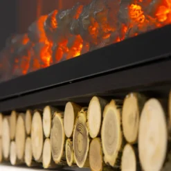 Camino Elettrico da Terra 1500W con Fiamma Regolabile Classico Scuro