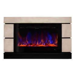 Camino Elettrico Effetto Pietra 1500W Beige con Cristalli da Interno