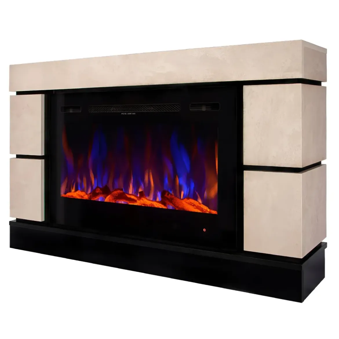 Camino Elettrico Effetto Pietra 1500W Beige con Cristalli da Interno