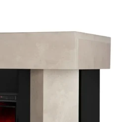 Camino Elettrico Riscaldamento 1500W Moderno Beige Fiamma 3 Colori