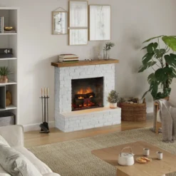 Camino Elettrico Tagu Rolf PowerFlame2 1600w Cemento Bianco