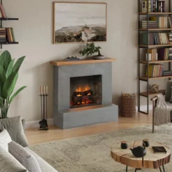 Camino Elettrico Tagu Rolf PowerFlame2 1600w Cemento Grigio