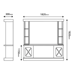 Camino Elettrico 1500W Bianco con Scaffale Portaoggetti Specchiato Moderno