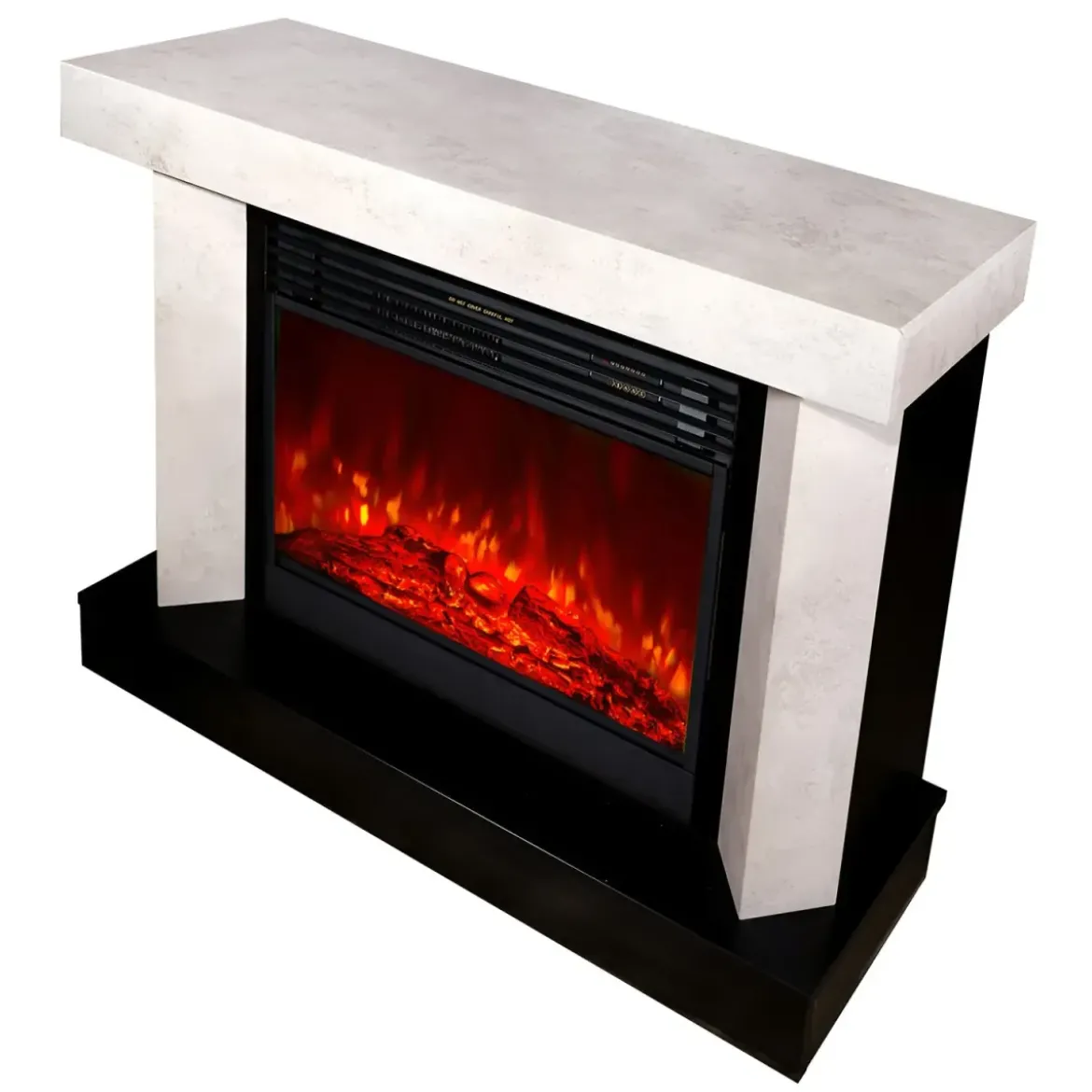 Camino Elettrico 1950W da Appoggio Effetto Fiamma Suono Legna Beige