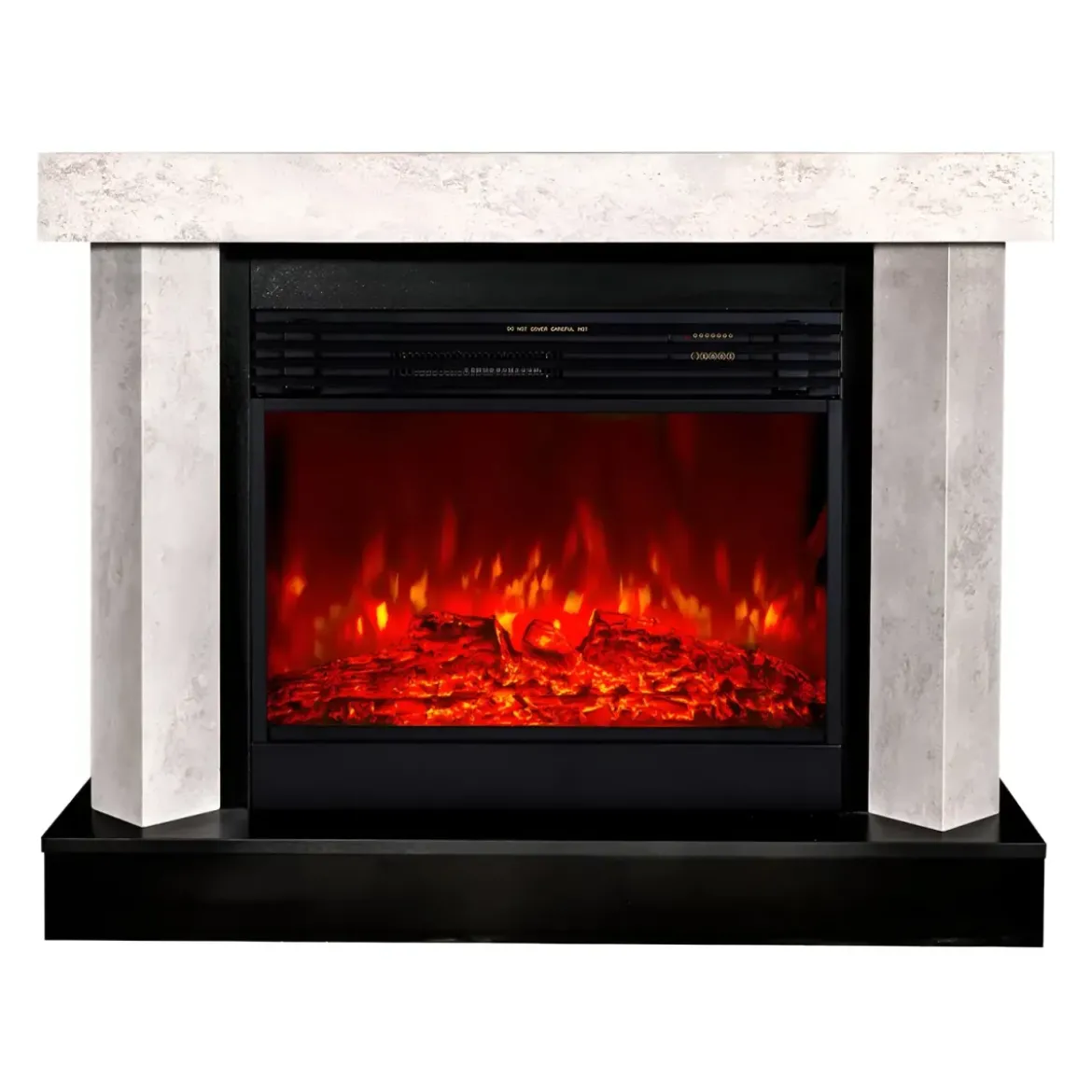 Camino Elettrico 1950W da Appoggio Effetto Fiamma Suono Legna Beige