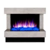Camino Elettrico 1500W da Soggiorno Grigio con Fiamma 3D Multicolore