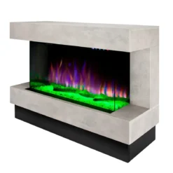 Camino Elettrico 1500W da Soggiorno Grigio con Fiamma 3D Multicolore