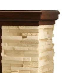 Camino Elettrico 2000W in Legno e Pietra da Salotto Classico Noce Rustico