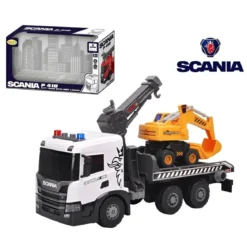Camion Giocattolo con Gru e Escavatore Scania Luci e Suoni Realistici