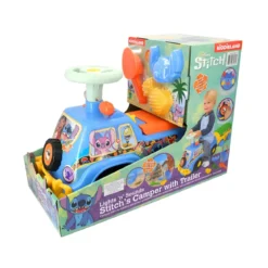 Camion per Bambini Cavalcabile Celeste con Rimorchio Luci e Volante
