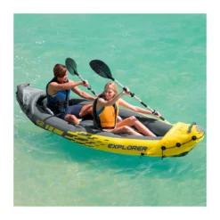 Canoa Gonfiabile 2 posti 180 kg 2 Remi da Campeggio Intex Pesca Accessori Mare