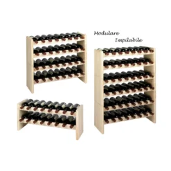 Cantina Vino Modulare in Legno Portabottiglie Cantinetta Scaffali Impilabile