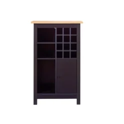 Cantinetta Credenza nera in rovere Porta Bottiglie 76,8x33x124,4 cm