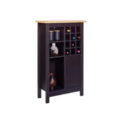 Cantinetta Credenza nera in rovere Porta Bottiglie 76,8x33x124,4 cm
