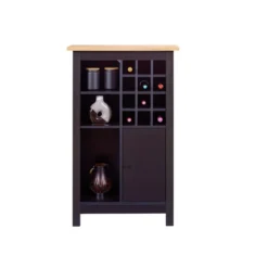Cantinetta Credenza nera in rovere Porta Bottiglie 76,8x33x124,4 cm
