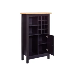 Cantinetta Credenza nera in rovere Porta Bottiglie 76,8x33x124,4 cm