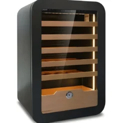Cantinetta Vino 36 Bottiglie 5 Ripiani in Legno Classe G Nero Luci LED