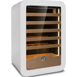 Cantinetta Vino 36 Bottiglie 5 Ripiani in Legno Classe G Bianco LED