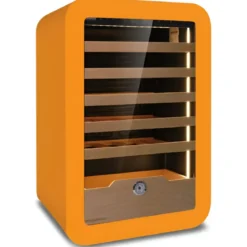 Cantinetta Vino 36 Bottiglie 5 Ripiani in Legno Classe G Arancione LED