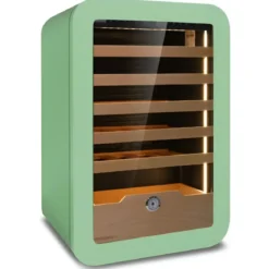 Cantinetta Vino 36 Bottiglie 5 Ripiani in Legno Classe G Verde LED