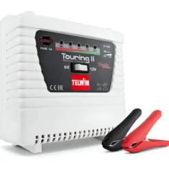 Caricabatteria Auto Moto 6/12V Portatile Bianco con Amperometro
