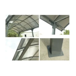 Carport in Alluminio 3.6x7.6 mt Policarbonato Posto Auto Tettoia Camper Furgoni