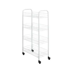 Carrellino Acciaio Bagno Cucina di Servizio Porta Oggetti Frutta Ruote 4 Ripiani