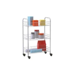 Carrellino Acciaio Scaffaletto di Servizio da Cucina Porta Frutta Ruote 3 Piani