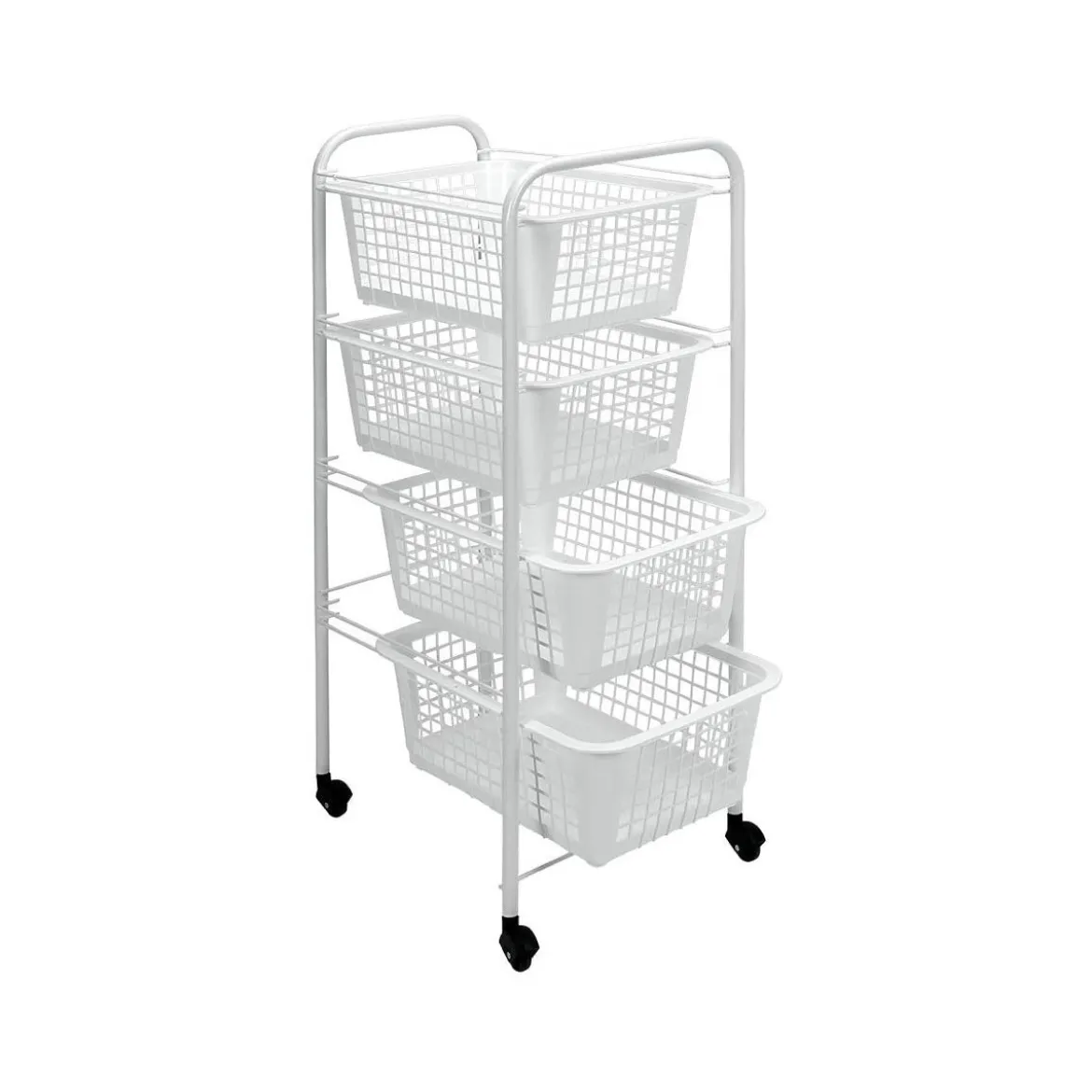 Carrellino Salvaspazio 4 Ripiani con Ruote Lavanderia Cucina Bagno Scorrevole