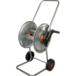 Carrello Avvolgitubo Zincato Portata fino a 50 m Tubo 1/2" Resistente