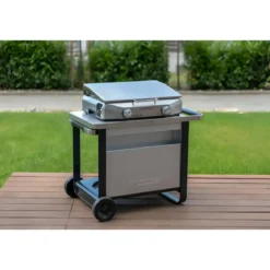 Carrello Barbecue Acciaio Pieghevole 120x63x73 cm Compatibile Ruote