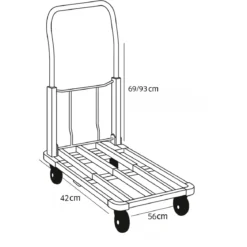 Carrello Estensibile Pieghevole Porta Pacchi 4 Ruote 150 Kg Alluminio